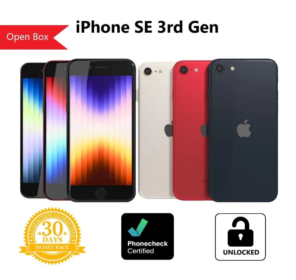 Apple iPhone SE 3rd Gen  – A2595 – 64GB | 128GB | 256GB (Unlocked) Smartphone