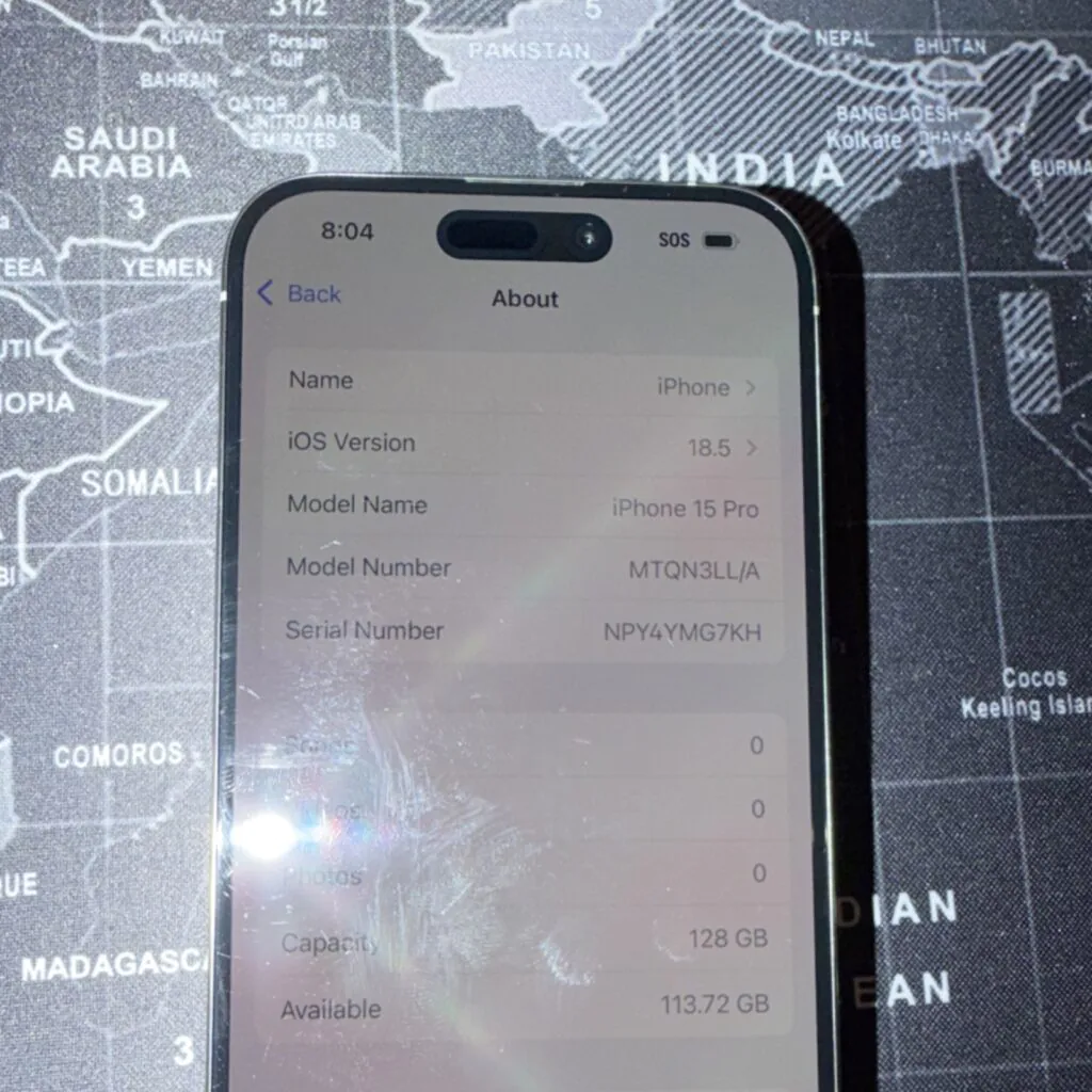 Apple iPhone 15 Pro 128GB White MTQN3LL/A iOS 18.5 Smartphone 128GB Storage