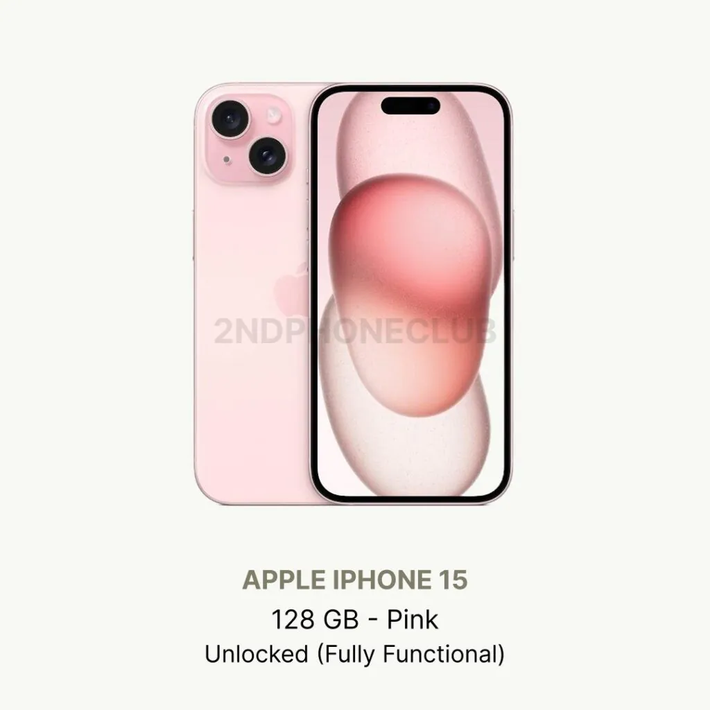Apple iPhone 15, 128GB, Pink, Unlocked, Excellent Condition (Renewed)