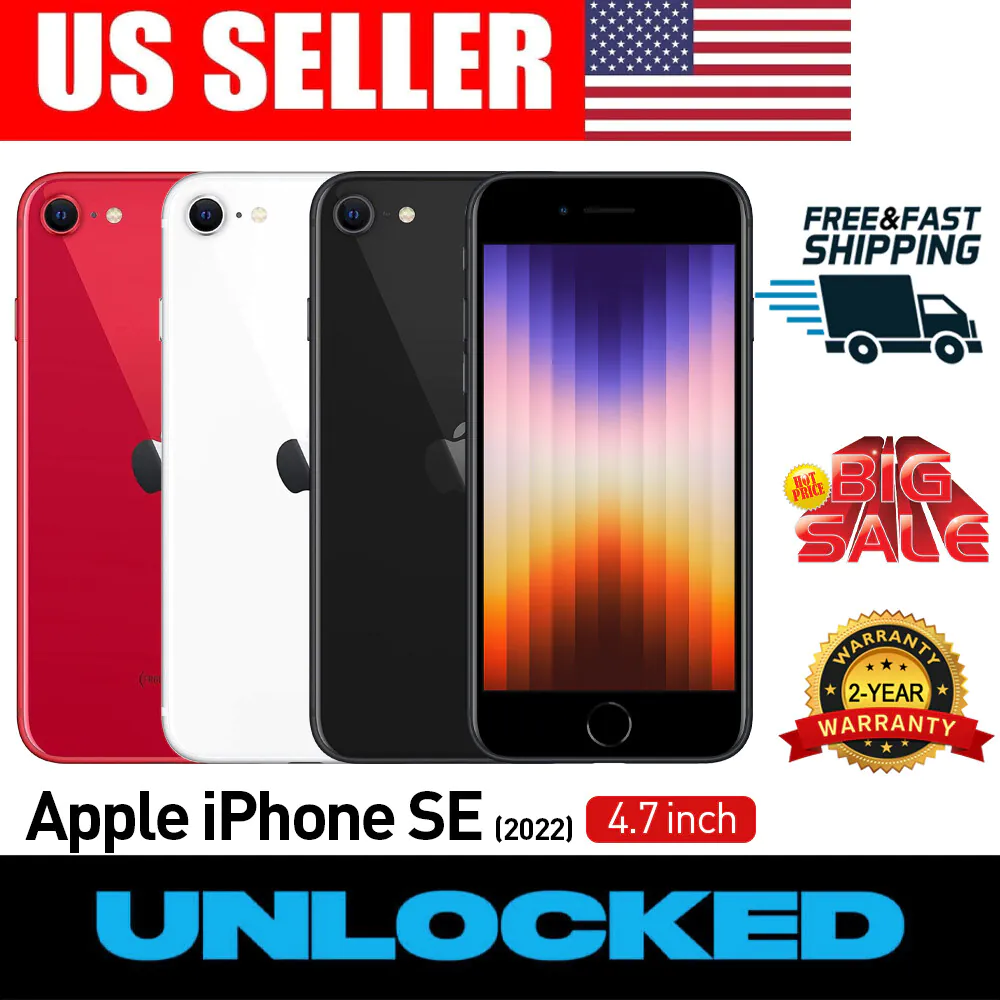 New❖Apple iPhone SE 3rd 5G 2022 64/128/256GB US FACTORY UNLOCKED 2-YR-WARRANTY