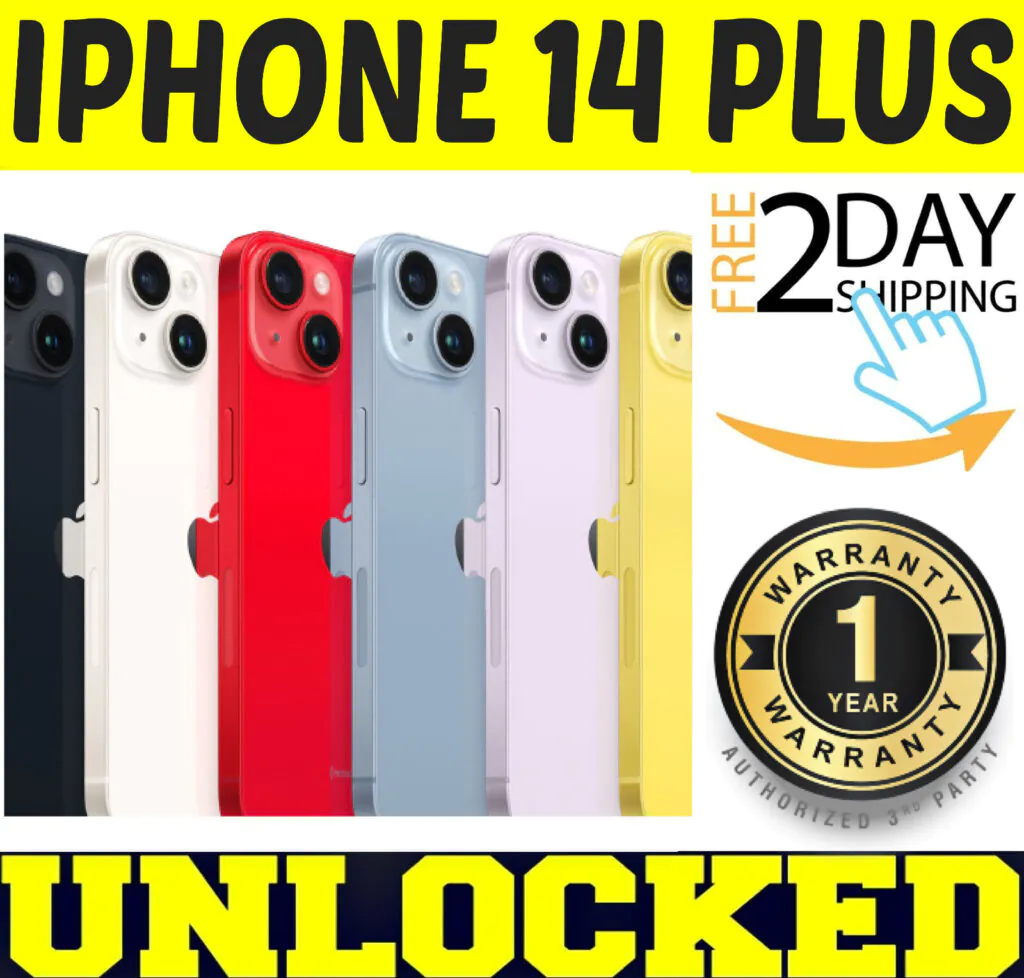 APPLE IPHONE 14 PLUS 128GB 256GB (FACTORY UNLOCKED) ✅1 YEAR WARANTY✅⚫⚪🔴✤SEALED✤