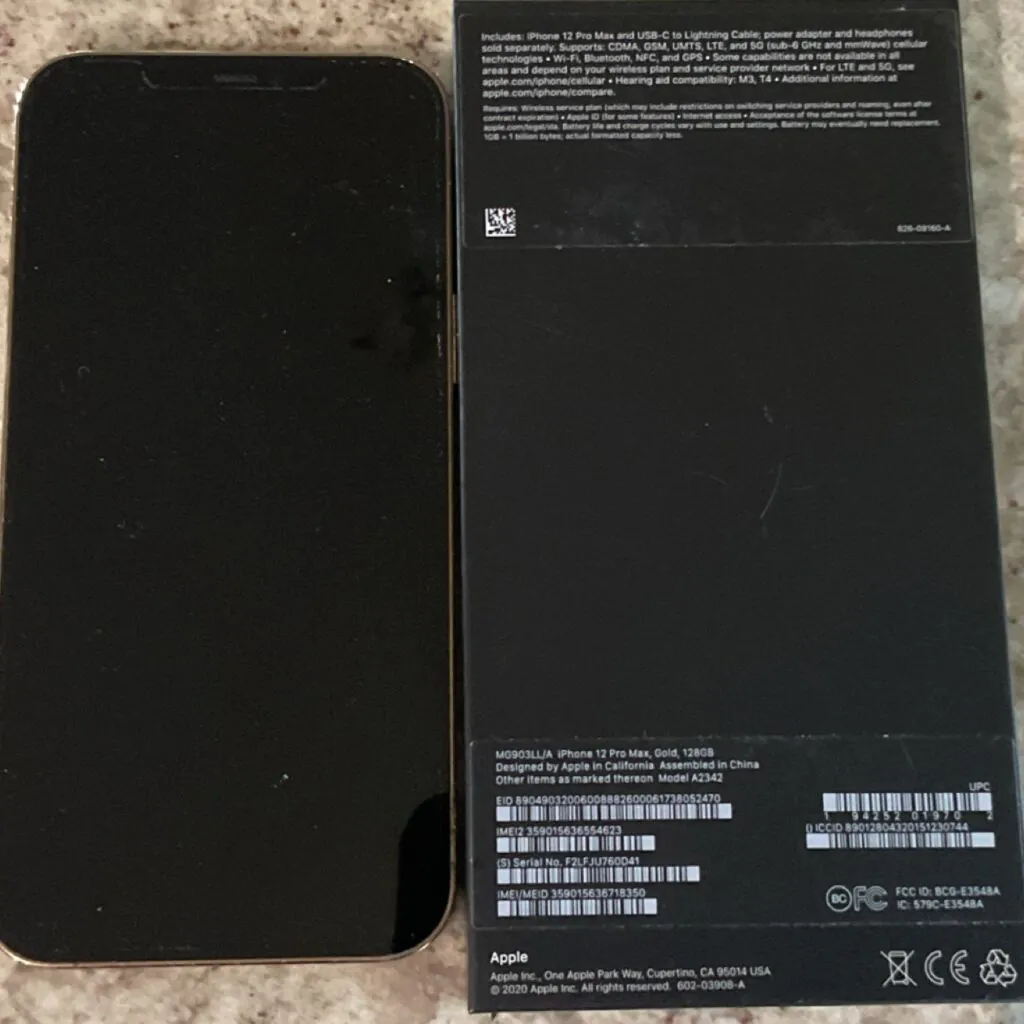 Apple iPhone 12 Pro Max Gold 128GB Wi-Fi Bluetooth NFC Bar Smartphone with Box