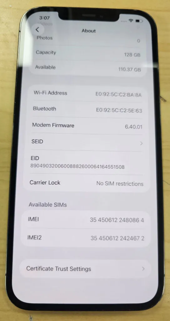 Apple iPhone 12 Pro Max – 128 GB – Graphite (Unlocked) – Cellular Hardware Issue