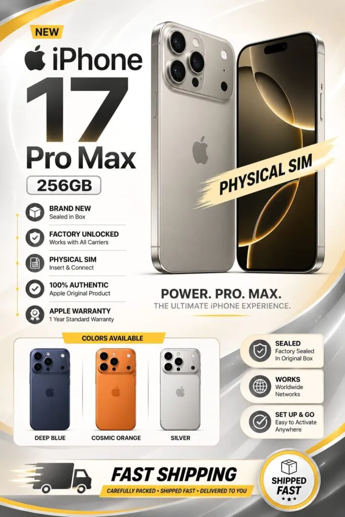 APPLE IPHONE 17 PRO MAX 256GB (FACTORY UNLOCKED) ESIM+PHYSICAL SIM CARD 📦✈️