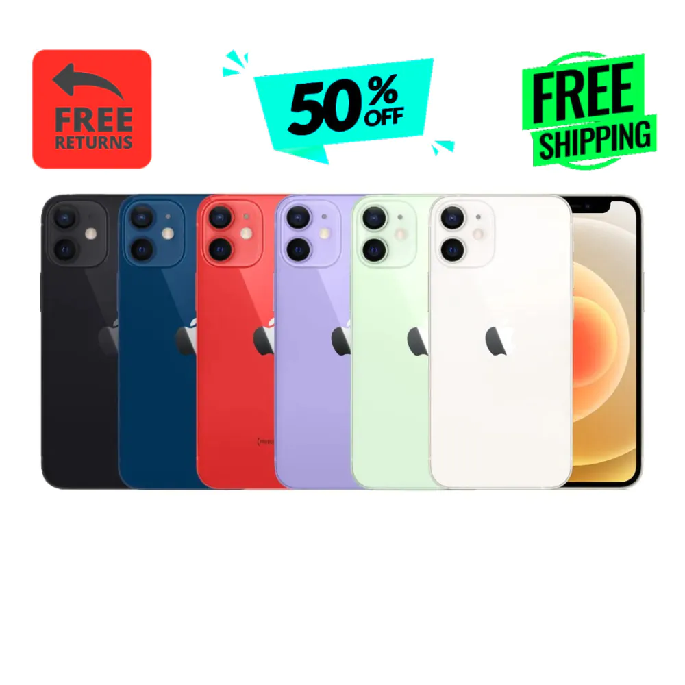 Apple iPhone 12 128/64GB -White Purple Red- Unlocked Verizon T-Mobile LTe 5G