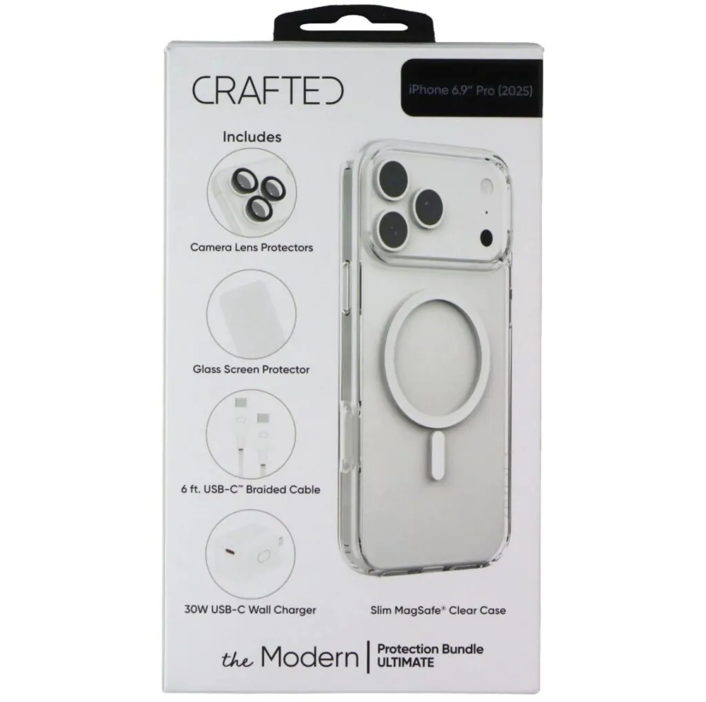 Crafted Modern Protection Bundle for Apple iPhone 17 Pro Max – Clear