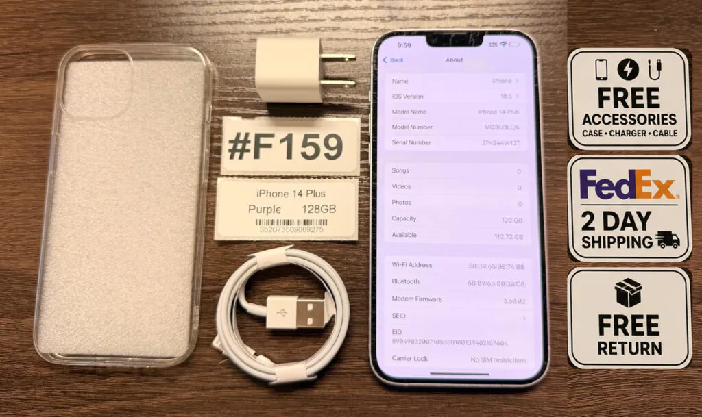 Apple iPhone 14 Plus 128GB Purple -UNLOCKED – Read Seller Notes