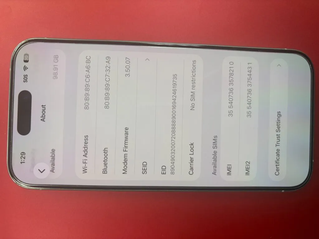 Apple iPhone 15 Pro – 128 GB – White Titanium (Unlocked)