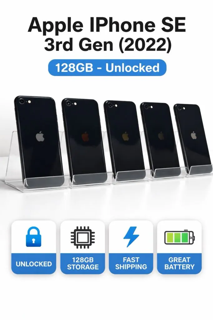 Apple iPhone SE 3rd Gen (2022) 128GB – Midnight – Unlocked GREAT CONDITION
