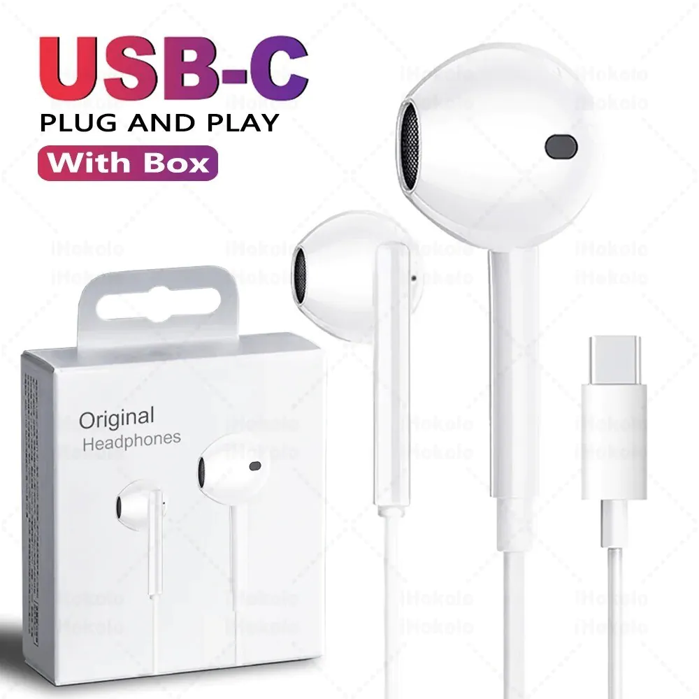 Original USB C Earphones For Apple iPhone 17 Pro Max 16 15 Plus Type C Wired Hea