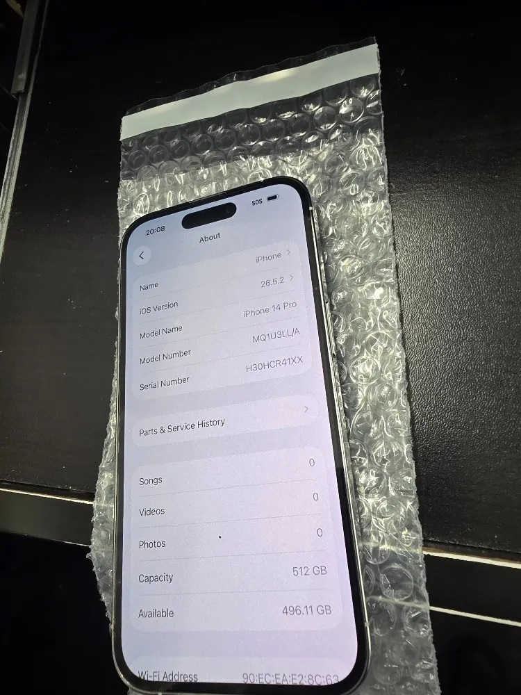 Apple iPhone 14 Pro – 512 GB – Silver (Unlocked) READ