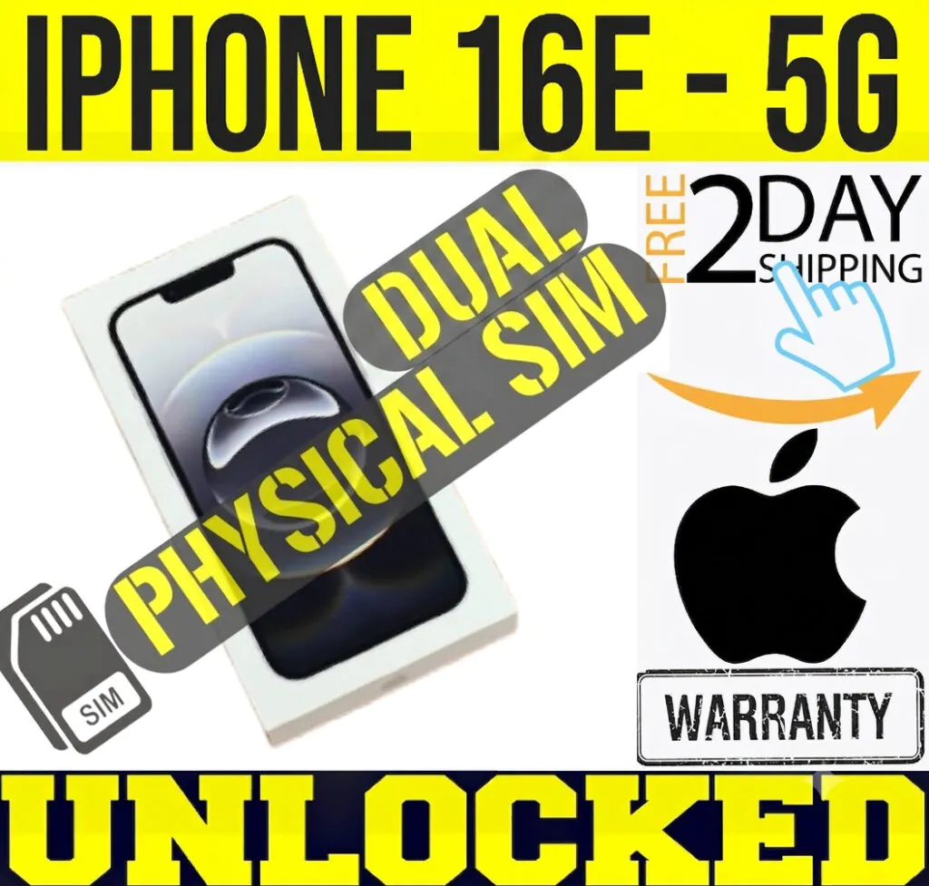 APPLE IPHONE 16E – 256GB (UNLOCKED) BLACK ✅DUAL PHYSICAL SIM ✅ A3410 ❖SEALED❖
