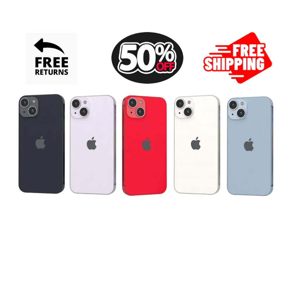 Apple iPhone 14 Unlocked 128/512GB – Midnight, Blue, Red, Purple – Free Shippin