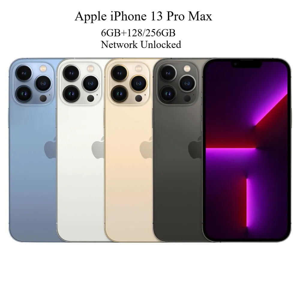 New Apple iPhone 13 PRO Max 256GB 128GB 5G Mobiles Fully Unlocked iOS Smartphone