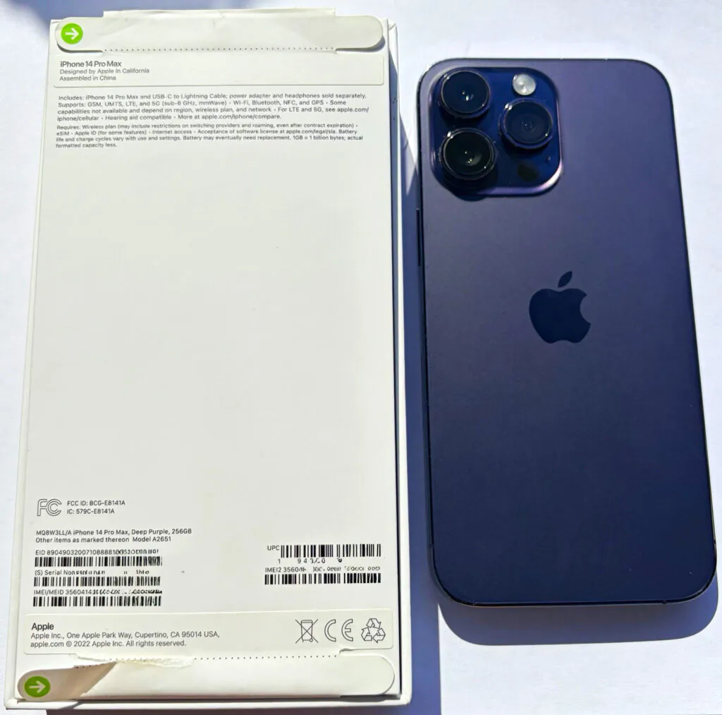 Apple iPhone 14 Pro Max 256GB Purple 48MP Face ID Wireless Charging A2651