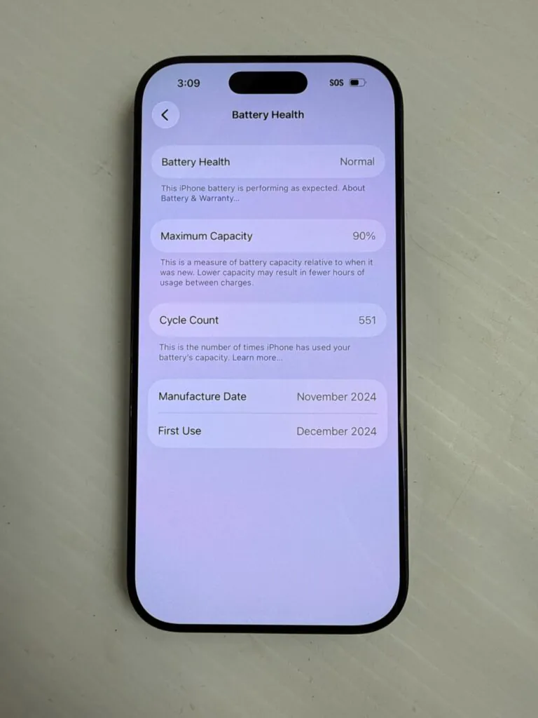Apple iPhone 16 Pro 128GB – Black – Verizon – Excellent Condition 90% BH