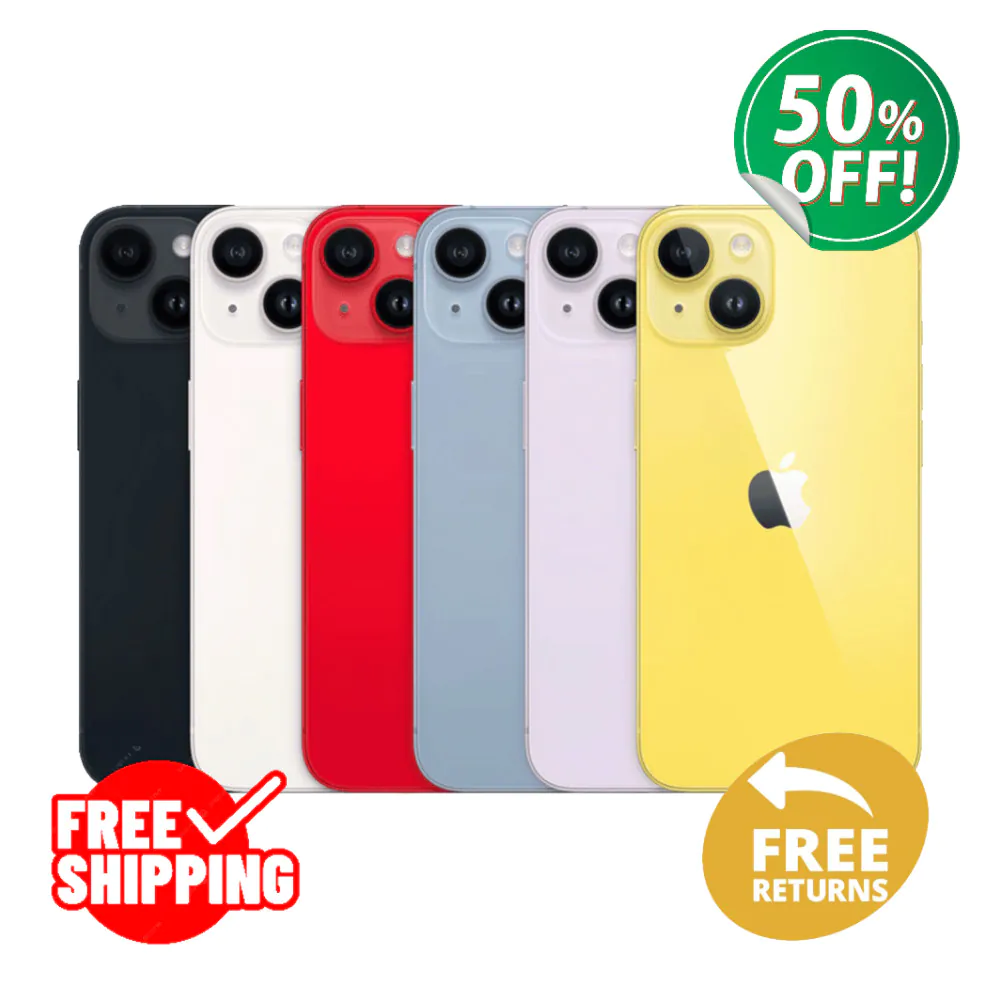 Apple iPhone 14: 128GB/256GB – Midnight, Starlight, RED, Blue – Free Shipping!