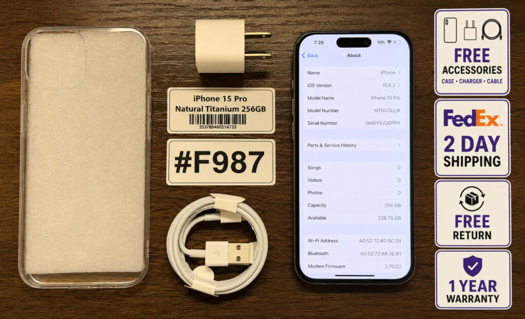 Apple iPhone 15 Pro 256 GB Natural Titanium – AT&T – Read Seller Notes