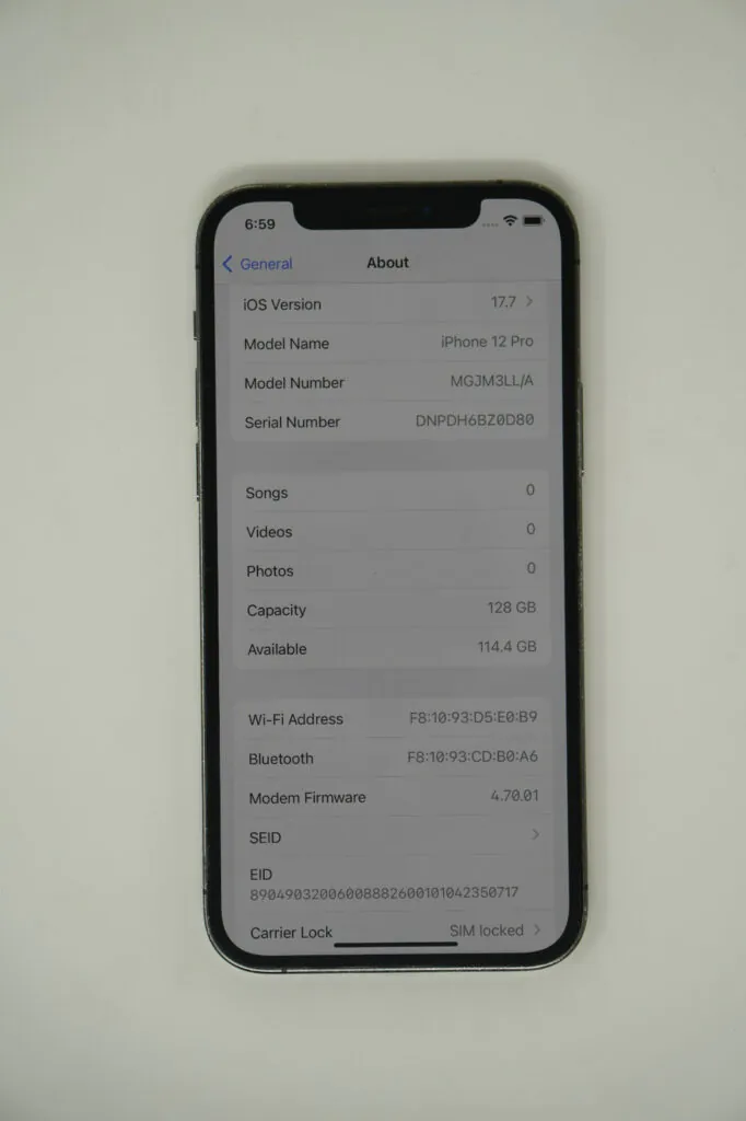 Apple iPhone 12 Pro – 128 GB – Graphite AT&T FULLY FUNCTIONAL