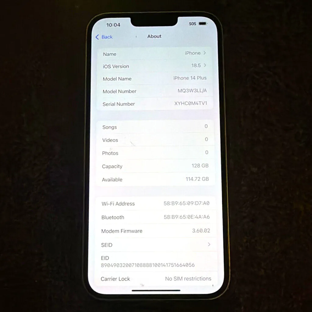 Apple iPhone 14 Plus 128GB Blue Factory Unlocked iOS 12MP Wi‑Fi Bluetooth