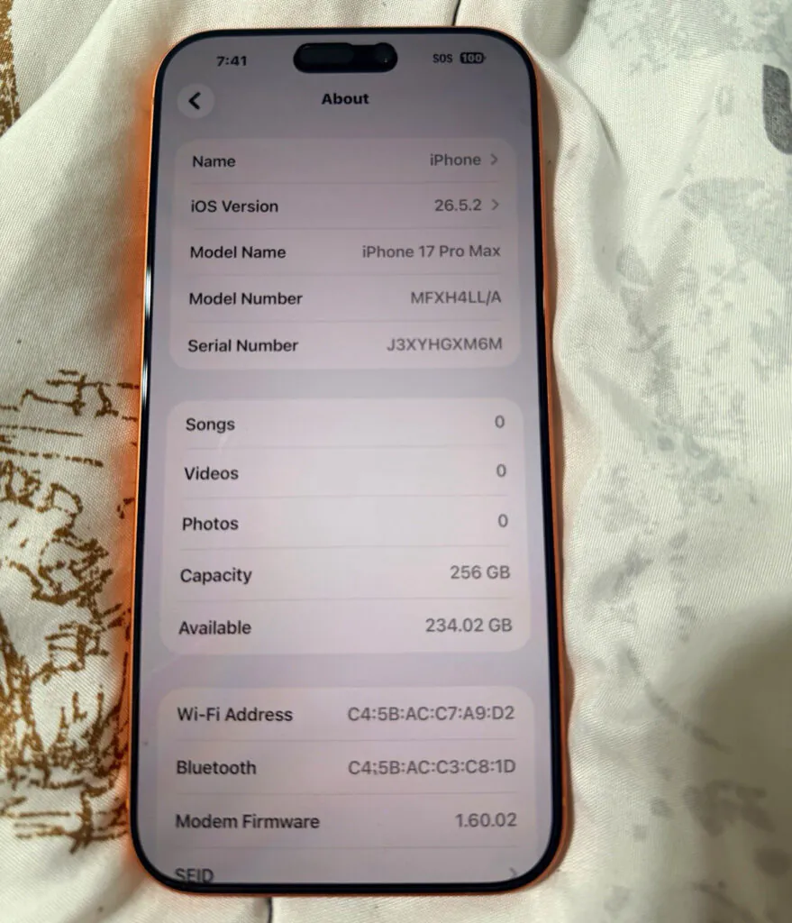 Apple iPhone 17 Pro Max 256GB Orange iOS Network Locked Smartphone