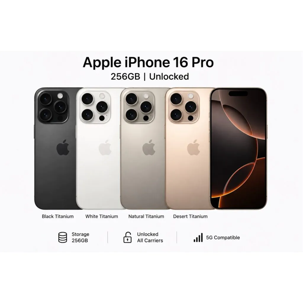 Apple iPhone 16 Pro 128GB 6.3″ 5G – US Version Fully Unlocked – Excellent